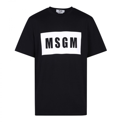 Msgm, branded T-shirt Czarny, male, 434.00PLN