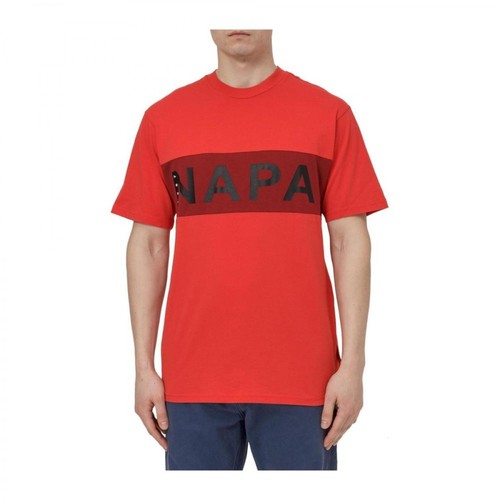 Napapijri, T-shirt with Print Czerwony, male, 222.00PLN