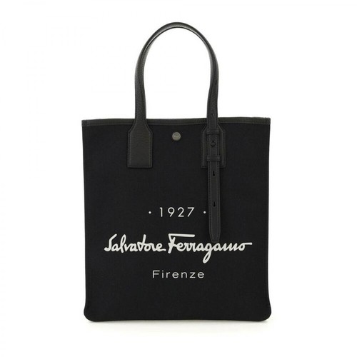 Salvatore Ferragamo, fabric tote bag Czarny, male, 3626.00PLN