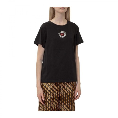 Semicouture, T-shirt with Ruffles Czarny, female, 310.00PLN