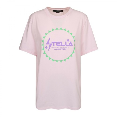 Stella McCartney, T-shirt with graphic logo print Różowy, female, 716.00PLN