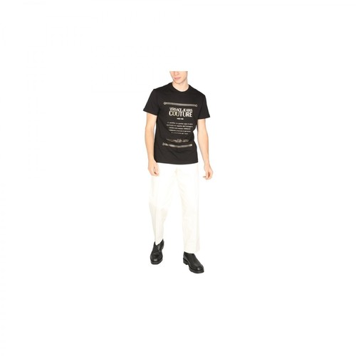 Versace Jeans Couture, T-Shirt With Logo Print Czarny, male, 589.00PLN
