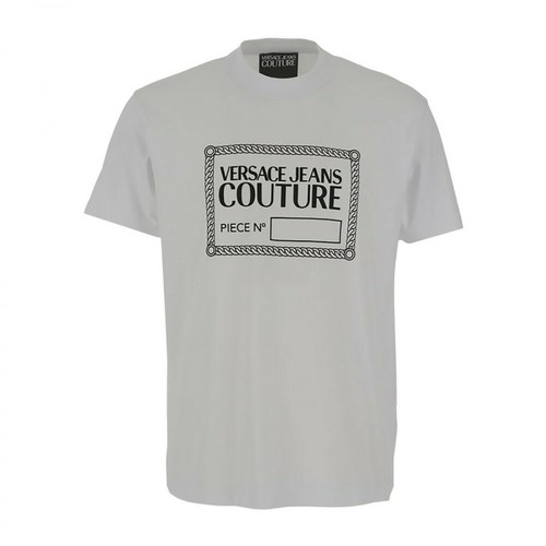 Versace, t-shirt name printed chest Szary, male, 456.00PLN