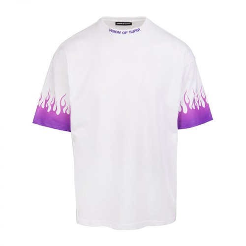 Vision OF Super, Tshirt With Shaded Purple Flames Biały, male, 388.00PLN