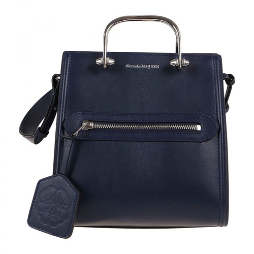 Alexander McQueen, Zip-up leather tote bag Niebieski, female, 7707.00PLN