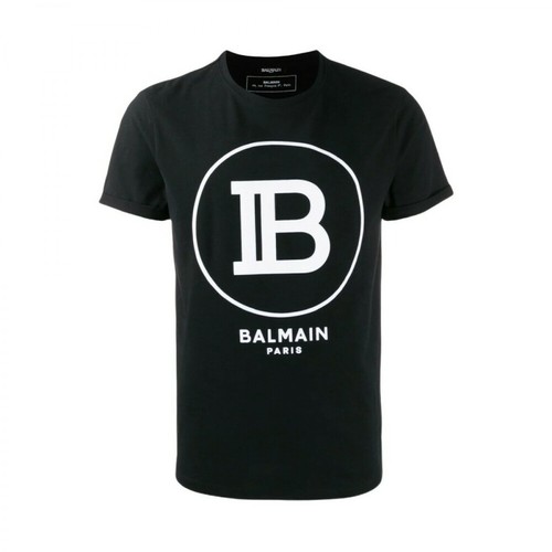 Balmain, BIG B Floc T-Shirt Czarny, male, 890.00PLN