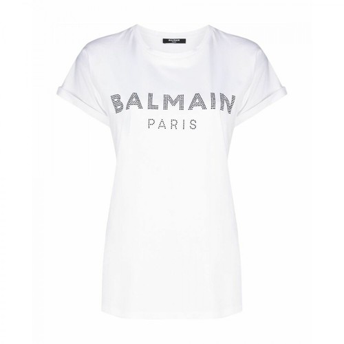Balmain, Logo Sequin T-shirt Biały, female, 1200.00PLN