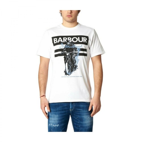Barbour, T-shirt con stampa Biały, male, 233.00PLN