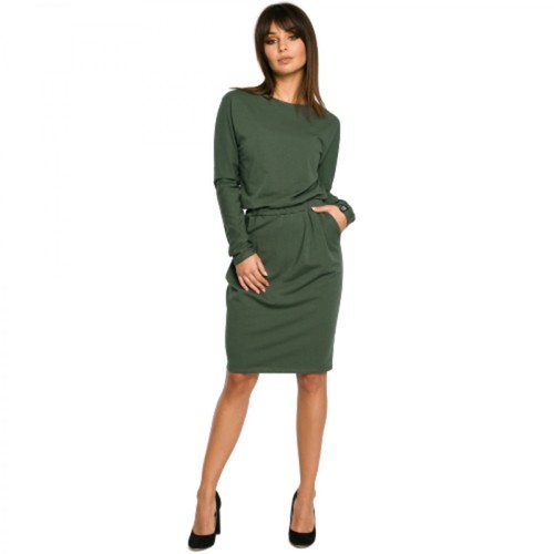 BE, Sukienka z gumką w pasie Zielony, female, 169.00PLN
