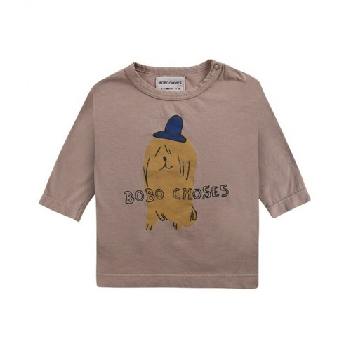 Bobo Choses, T-shirt Dog In The Hat Brązowy, unisex, 159.77PLN