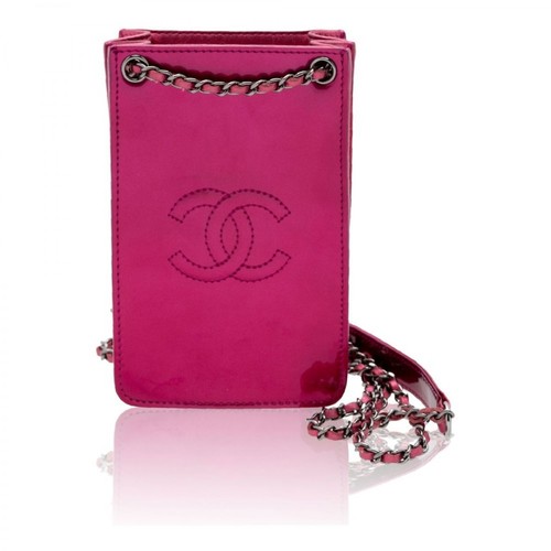 Chanel Vintage, Pink Patent Leather Crossbody Bag Różowy, female, 5874.00PLN