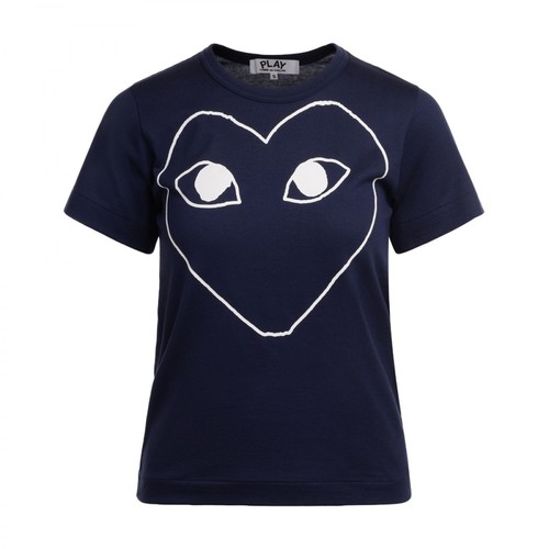 Comme des Garçons Play, Play blue t-shirt with white heart Niebieski, female, 498.00PLN