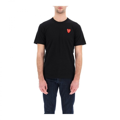 Comme des Garçons Play, t-shirt with heart logo patch Czarny, male, 470.00PLN