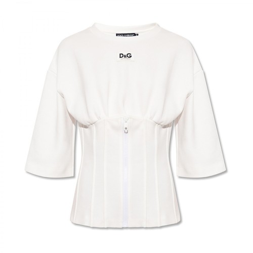 Dolce & Gabbana, T-shirt with bustier details Biały, female, 2901.00PLN