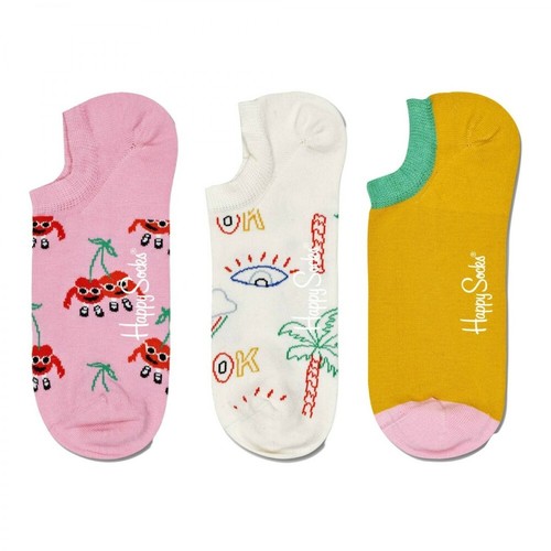 Happy Socks, Pack de 3 Calcetines invisibles Cherry Różowy, male, 235.57PLN