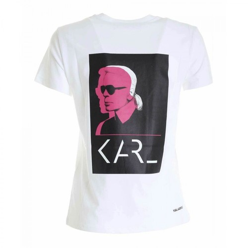 Karl Lagerfeld, Double Print T-shirt Biały, male, 447.00PLN