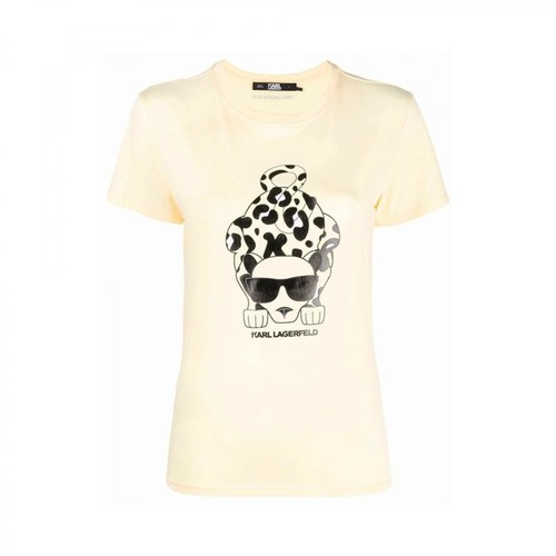 Karl Lagerfeld, Ikonik leopard print T-shirt Żółty, female, 406.00PLN