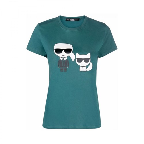 Karl Lagerfeld, Ikonik-print T-shirt Niebieski, female, 406.00PLN