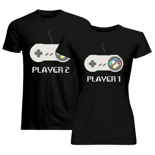 Komplet dla pary - Player 1 (damska) Player 2 (męska) wersja 1 - koszulki z nadrukiem 110.00PLN