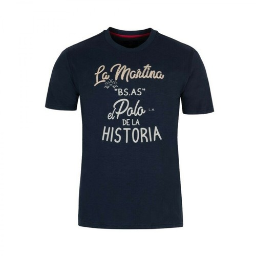 La Martina, Męski T-shirt Niebieski, male, 389.00PLN