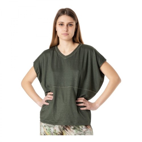 Le Tricot Perugia, T-shirt Zielony, female, 949.00PLN