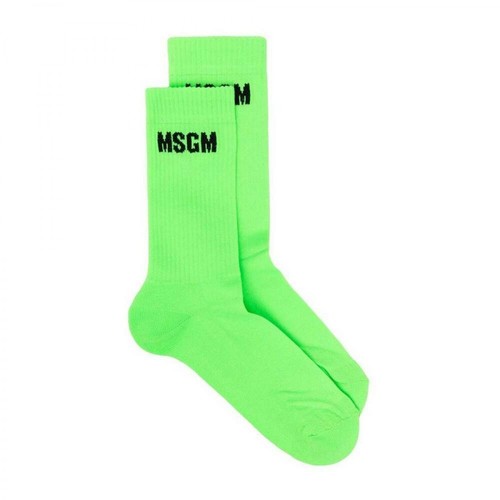 Msgm, Intarsia logo socks Zielony, female, 185.00PLN