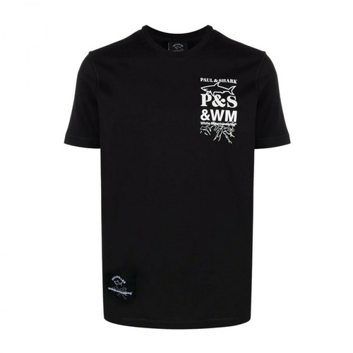 Paul & Shark, t-shirt à logo imprimé Czarny, male, 607.00PLN