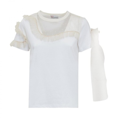 RED Valentino, T-shirt with Rouches Biały, female, 849.00PLN