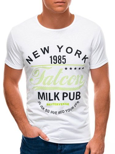T-shirt męski z nadrukiem 1503S - biały 14.99PLN