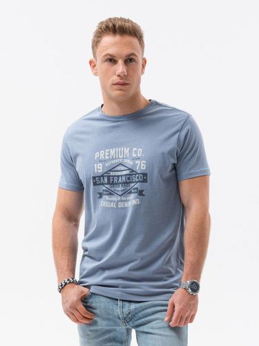 T-shirt męski z nadrukiem S1434 V-20C - niebieski 29.00PLN