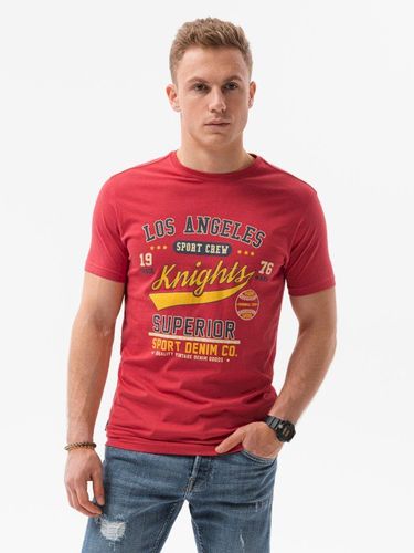 T-shirt męski z nadrukiem S1434 V-23C - czerwony 29.00PLN