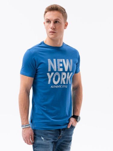 T-shirt męski z nadrukiem S1434 V-24B - ciemnoniebieski 29.00PLN