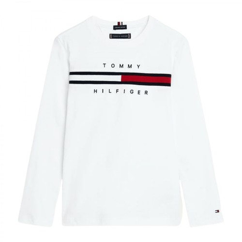Tommy Hilfiger, T-Shirt a maniche lunghe con logo Biały, male, 329.80PLN