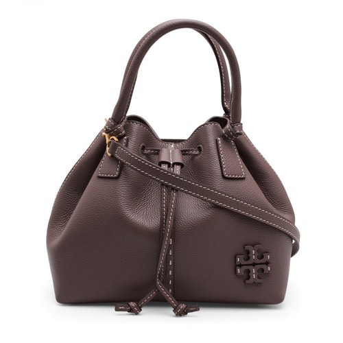 Tory Burch, McGraw Leather Tote Bag Szary, female, 2258.00PLN