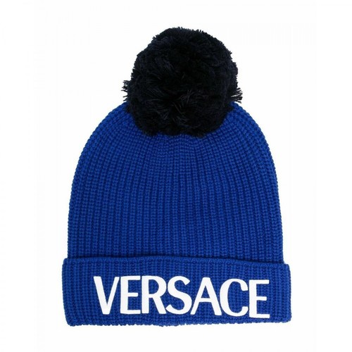 Versace, 10011811A008071U600 Wool HAT Niebieski, male, 1642.00PLN