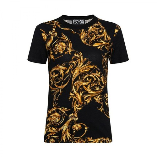 Versace Jeans Couture, Barocco-printed T-shirt Czarny, female, 726.00PLN