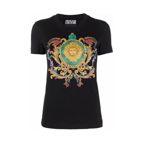 Versace Jeans Couture, Baroque print T-shirt Czarny, female, 662.00PLN