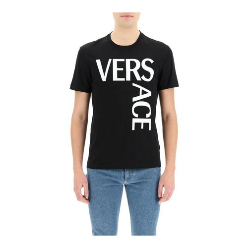 Versace, logo print t-shirt Czarny, male, 1346.00PLN