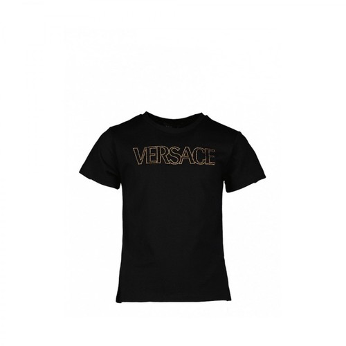 Versace, Rhinestone T-shirt Czarny, male, 639.00PLN