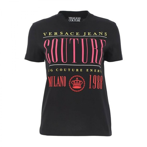 Versace, T-Shirt 71Dp613 Czarny, female, 493.00PLN