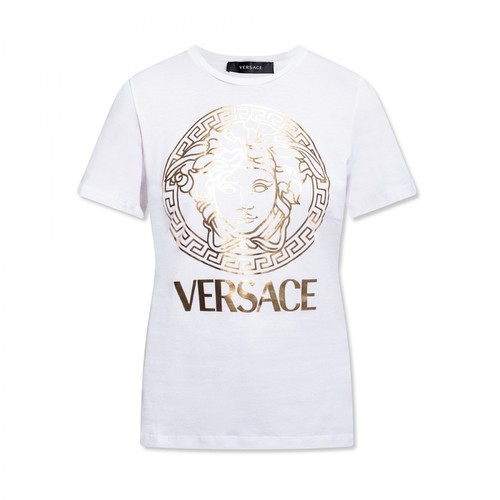 Versace, T-shirt with logo Biały, female, 1368.00PLN