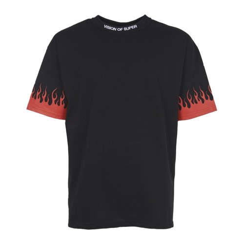 Vision OF Super, T-Shirt Girocollo Flame Czarny, male, 239.40PLN