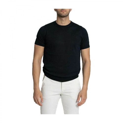 +39 Masq, Knitted Silk T-Shirt Niebieski, male, 786.00PLN