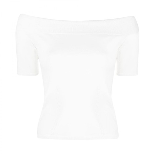 Alexander McQueen, Off-shoulder T-shirt Biały, female, 2486.00PLN
