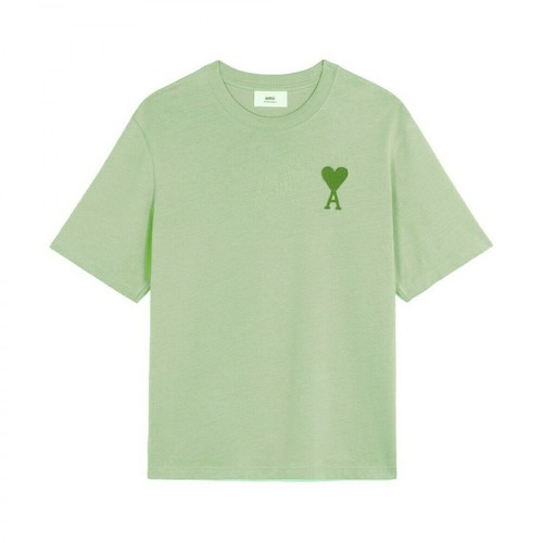 Ami Paris, T-Shirt Broderie Ami De Coeur Ton Sur Ton Zielony, male, 616.00PLN