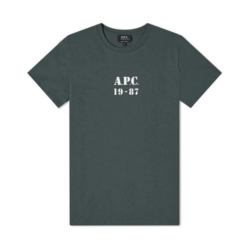 A.p.c., Stemplująca Logo T-shirt Zielony, male, 401.35PLN