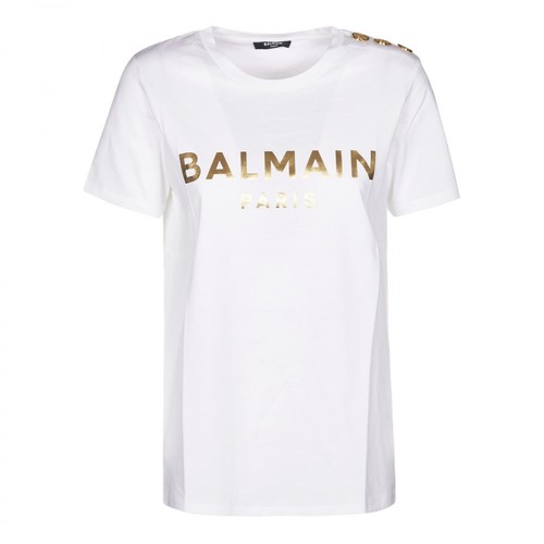 Balmain, Gold Button T-shirt Biały, female, 1040.00PLN