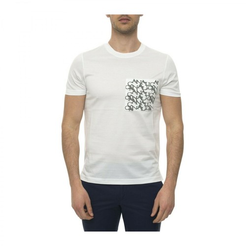 Canali, Short-sleeved round-necked T-shirt Biały, male, 456.00PLN