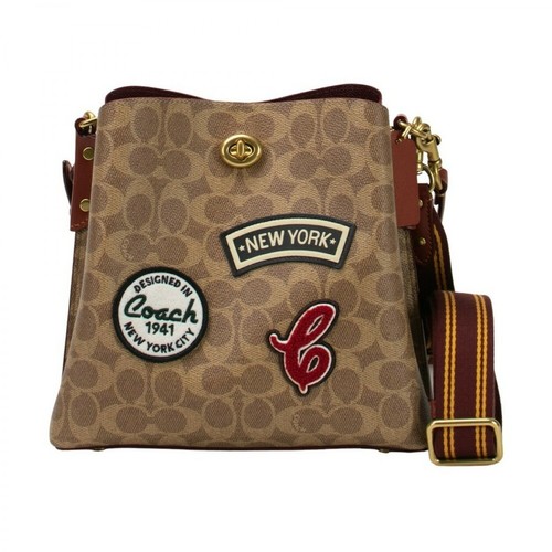 Coach, Bolso Bucket Willow con Parches Brązowy, female, 2052.00PLN
