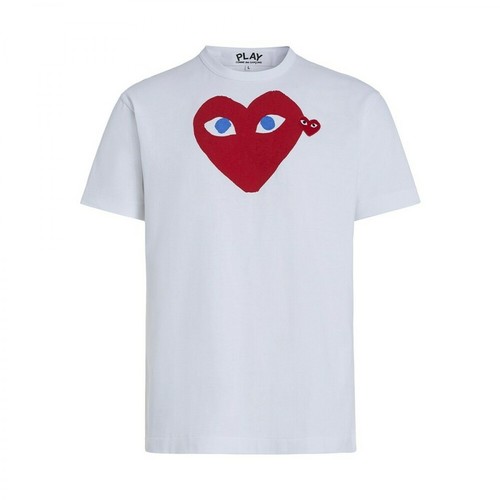 Comme des Garçons Play, T-shirt with red heart Biały, male, 491.00PLN